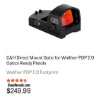 C&H Direct Mount Optic for Walther PDP 2.0 optics ready pistols